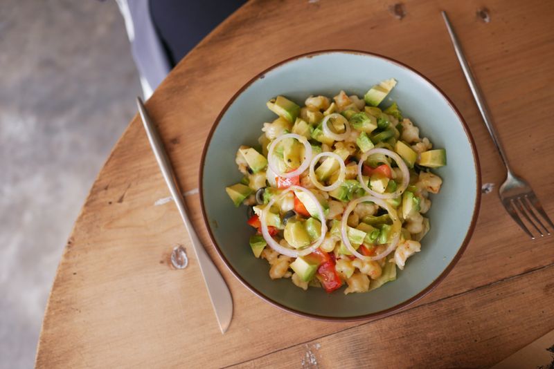 Southwest chicken salad with avocado and corn