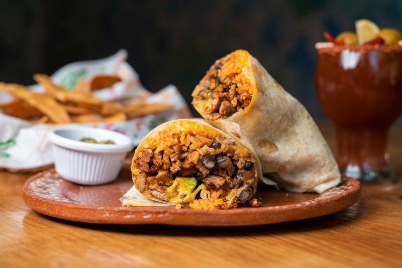 Cafe Rio combination platter with rice beans and protein