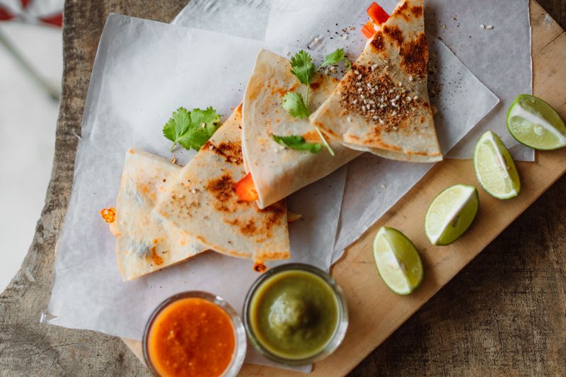Cafe Rio crispy quesadilla with cheese and salsa