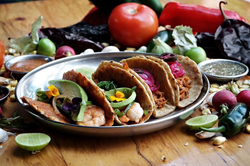 Cafe Rio catering spread with fresh Mexican food